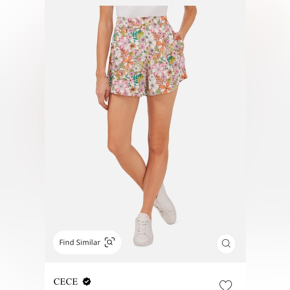 CeCe Floral Pleated Shorts
